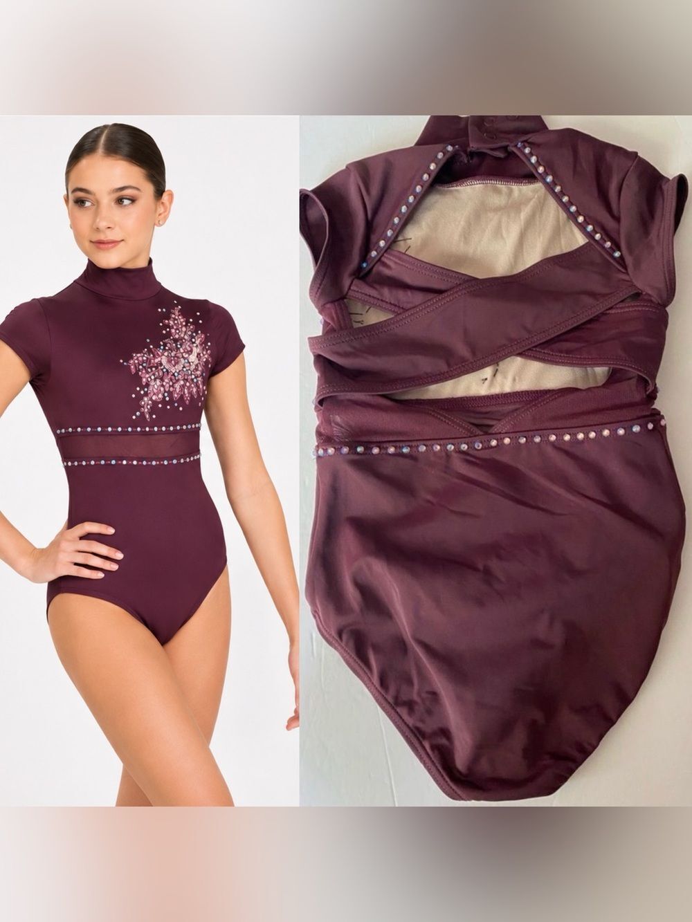 Weissman Burgundy Contemporary Lyrical Dance Costume Open Back Child SC MT12651